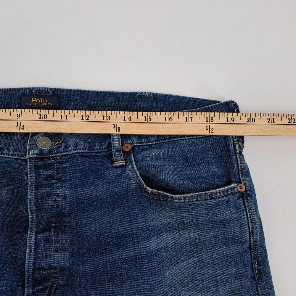 Polo Ralph Lauren Sullivan Slim Jeans Mens 38x32 Cotton Blue Faded Button Fly